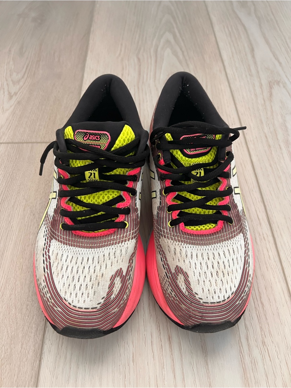 ASICS Women's Running Sneakers in White, Pink, Neon Yellow and Black - Picture 2 of 6
